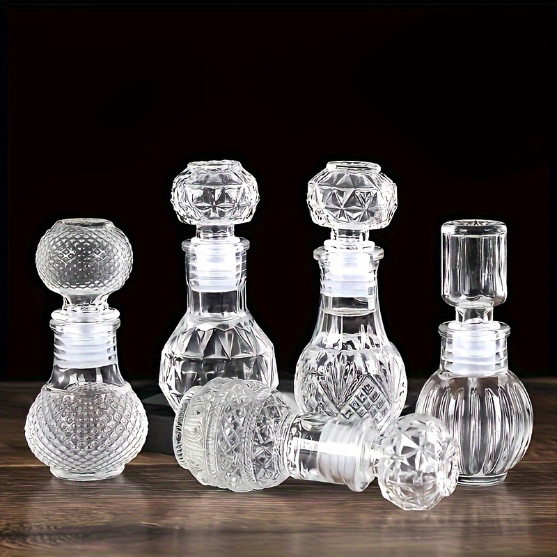 

7-piece Set 1.69 Oz Crystal Glass Bottles With - Mini Refillable Essential Oil, Perfume, Lotion - Leak-proof, Unscented Spa Storage System, No Batteries Required, Ideal For Home Bar