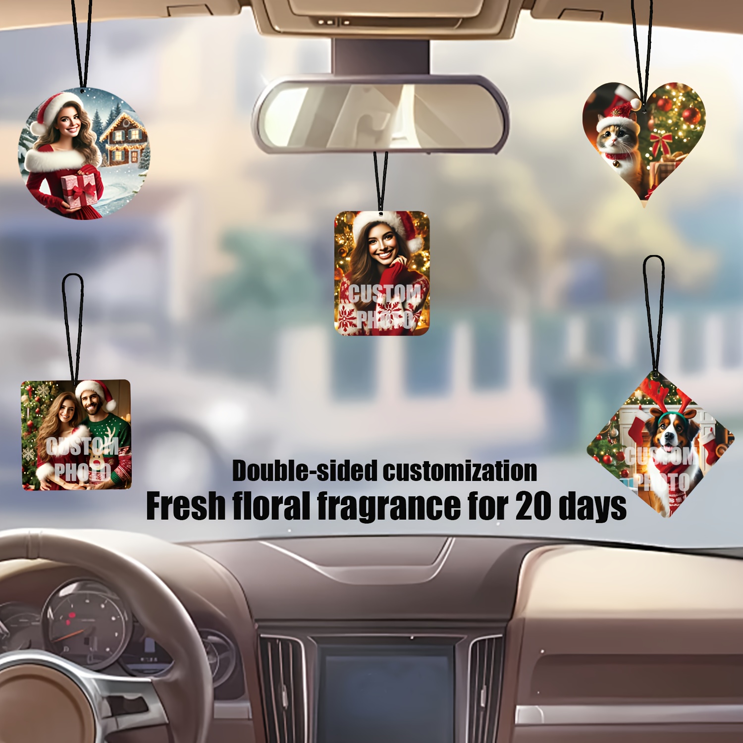 

Customizable Double-sided Car Air Freshener With Photo Personalization - Perfect For Wardrobe, Bathroom, And Home Decor - Includes Fragrance Source: Paper Fragrance Pads