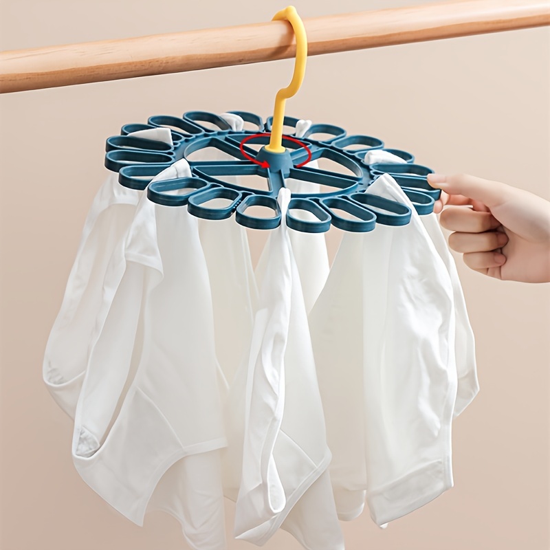 Balcony Foldable Underwear Sock Drying Rack 24 Clip Storage Panties Bra  Hanging Bathroom Towel Organizer No Punch Space Saving