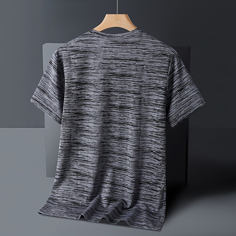 Men'S Lightweight Ice Sliky Fiber Fabric Quick-Dry T-Shirt - Blue & Black Striped, Breathable & Moisture-Wicking, Loose Fit for Running, Gym, Outdoor Activities, Travel, and Casual Wear, Gym Apparel | Striped Tshirt | Quickdry Fabric