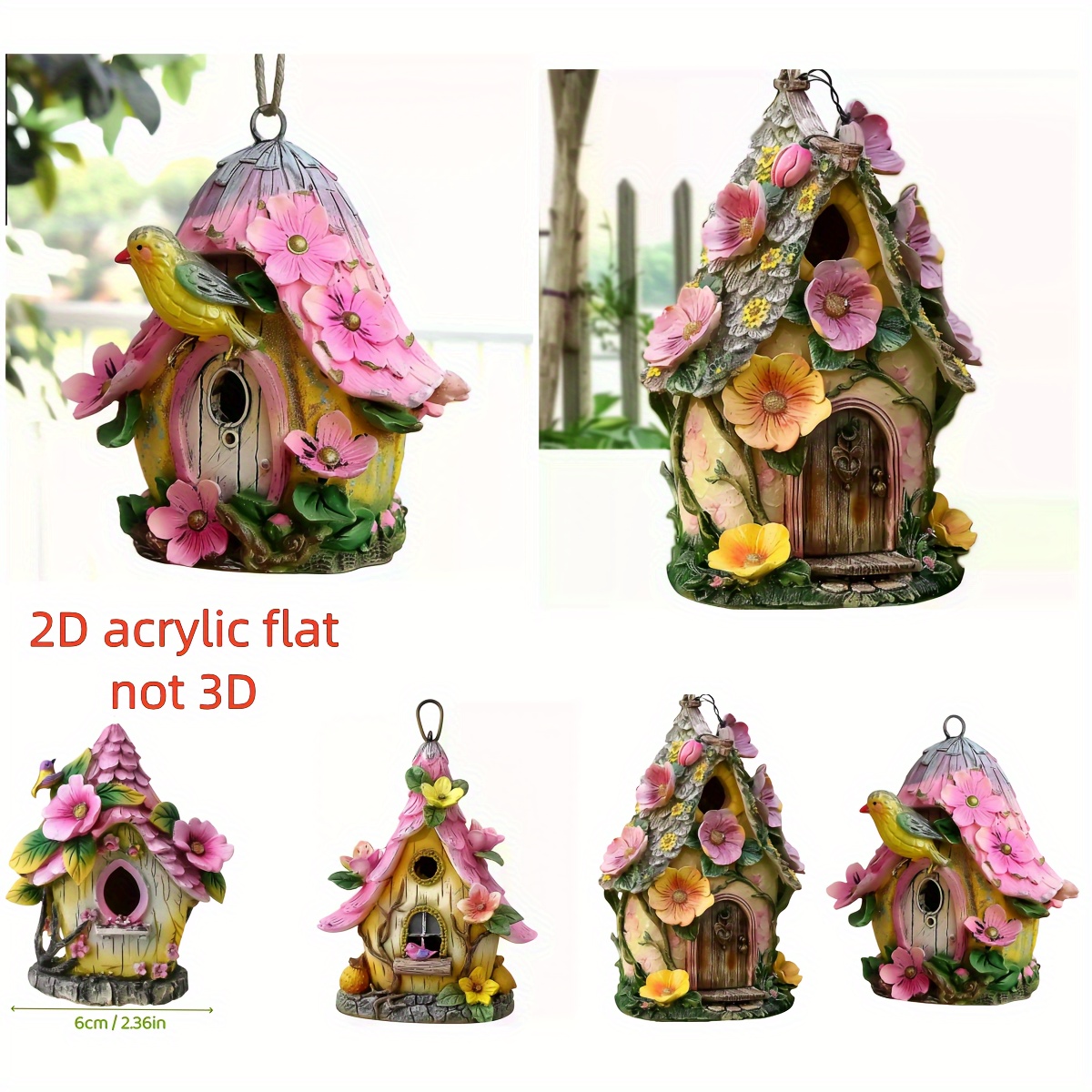 

Acrylic Fairy Birdhouse Garden Decoration - Hanging Pixie House Ornament - No Electricity Needed, Ideal For Outdoor Holiday Decor, Festive Gift Item