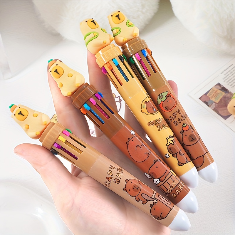 

Cute Capybara Animal Retractable Gel Ink Rollerball Pens, 4 Pack, Multicolor Medium Point, Plastic Material