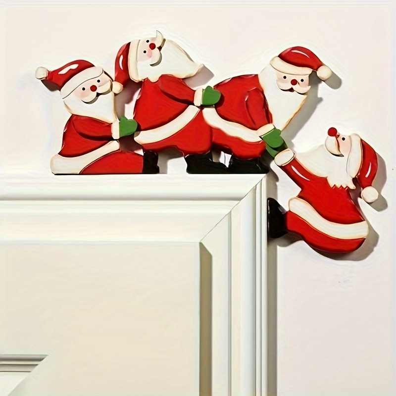 TEMU Santa & Reindeer Wooden Door Frame Decor - Christmas, Home & Party Wall Accents