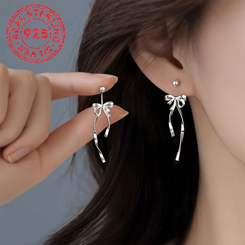 

1 Pair Elegant Korean Style 925 Sterling Dangle Earrings For Women, Fashion Drop Earrings For , Banquets, Valentine's Day Gift, Jewelry