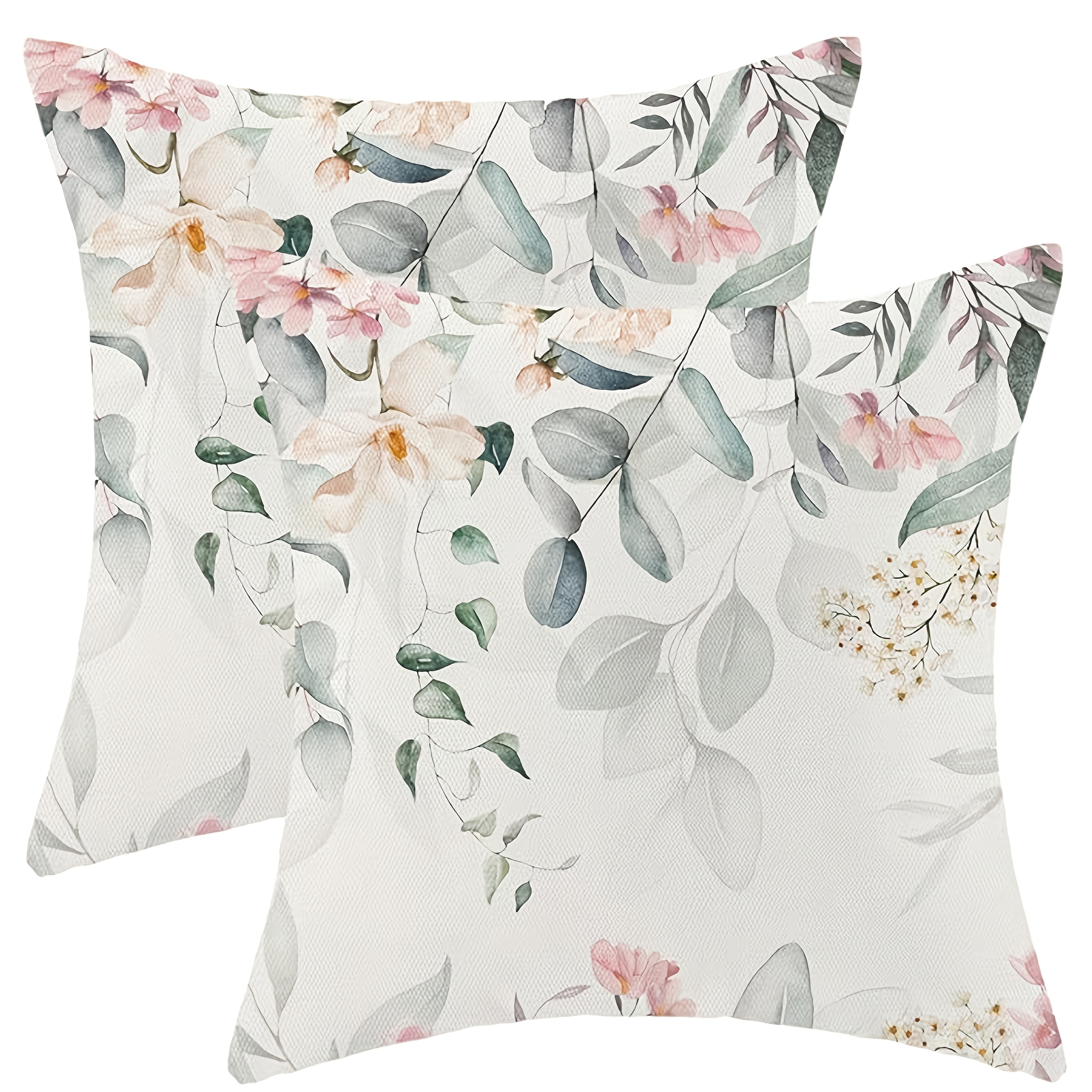 

2pcs, Covers Set Of 2, Watercolor Floral Eucalyptus Decorative Spring Throw Pillows Farmhouse Cushion Pillow Covers For Sofa Couch Outdoor Decor Only Pillowcases