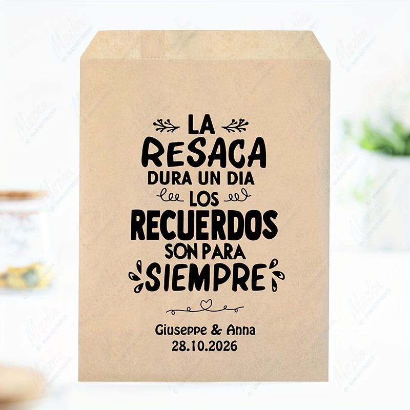 TEMU Bolsas de papel personalizadas con de boda para novio/novia, bolsas de papel de boda, bolsas de regalo, bolsas de recuerdo para invitados de