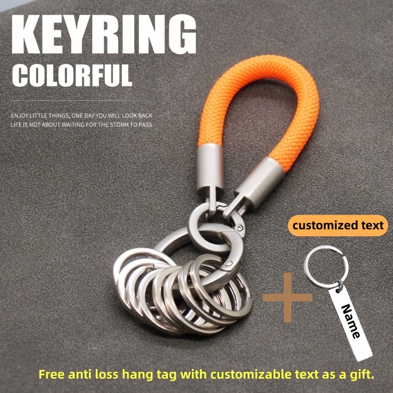 TEMU Personalized Custom Self- Text New Braided Cord Keychain, Anti-loss Tag With Customizable Name And Phone Number, Heavy-duty Rust-proof ,