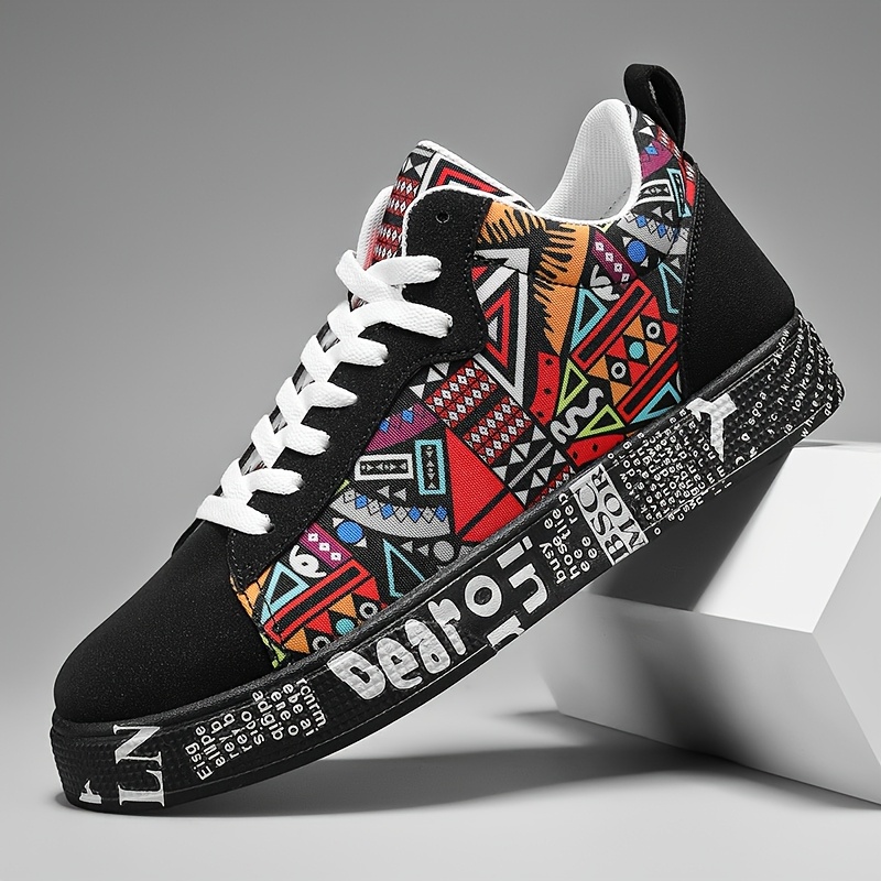 TEMU Men's Breathable Road Running Sneakers, Graffiti , Couple's Shoes, Valentine's Day And Birthday Gift, Comfortable Footwear, Round Toe Design,
