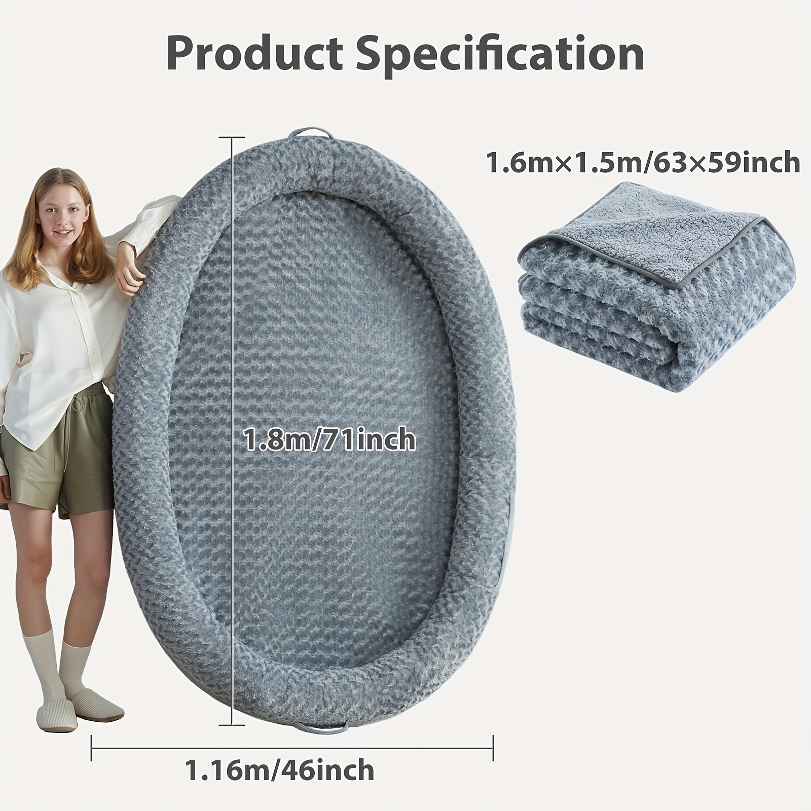 Adult Bed, 71 X 46 Inches (approx. 180.3 X 116.8 Cm) Adult Human Size