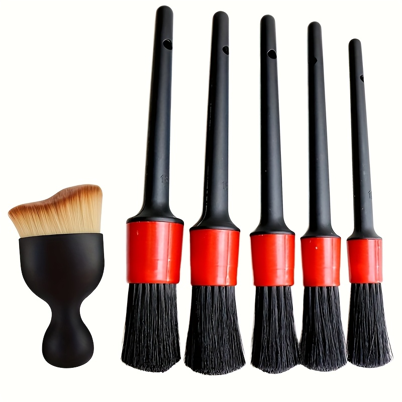 TEMU 6pcs/set Car Detailing Brush Set - Multi-angle Tools For Vents//keyboard, Cleaning Tool
