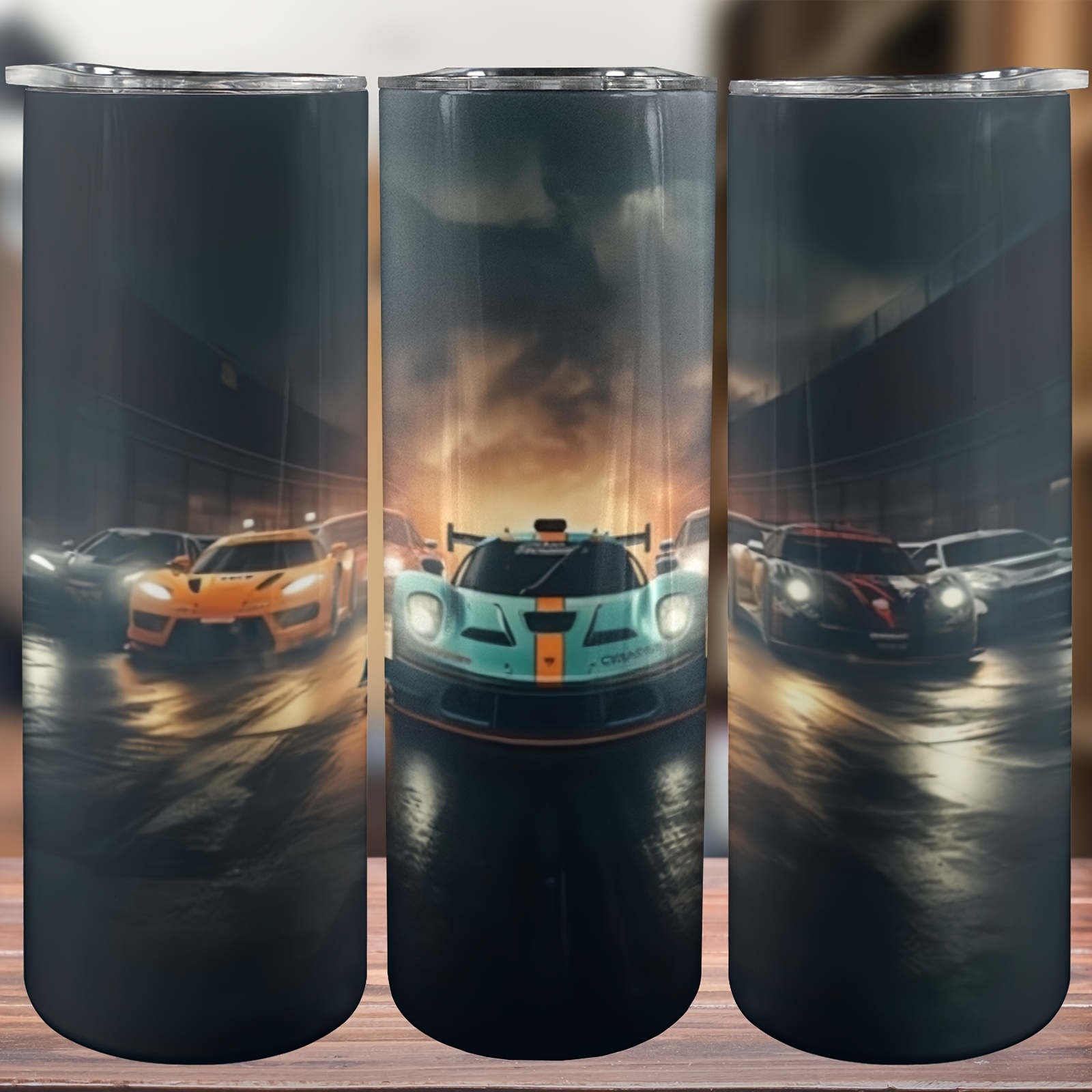 

20oz Racing Car Design Stainless Steel Tumbler With Lid - Insulated Travel Coffee Mug, Washable, Ideal For Office, Reading, Camping - Gift For Car Enthusiasts