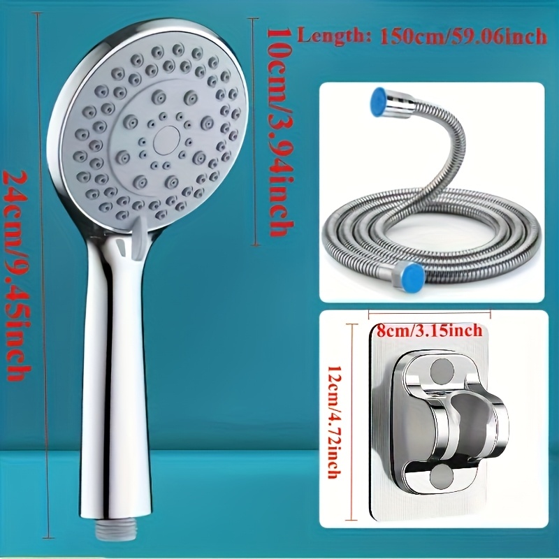 3pcs High-pressure Shower With 1.5" Hose And Wall Bracket - Decorative , For Bathing Experience For Shower Use For Shower Use