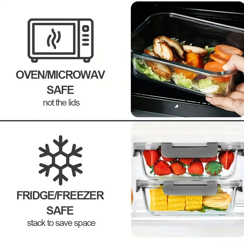 24pcs glass food storage containers with 12 boxes 12 lids lids meal prep pantry kitchen storage containers for lunch leak proof airtight glass lunch bento boxes for microwave oven freezer and dishwasher Product details 3