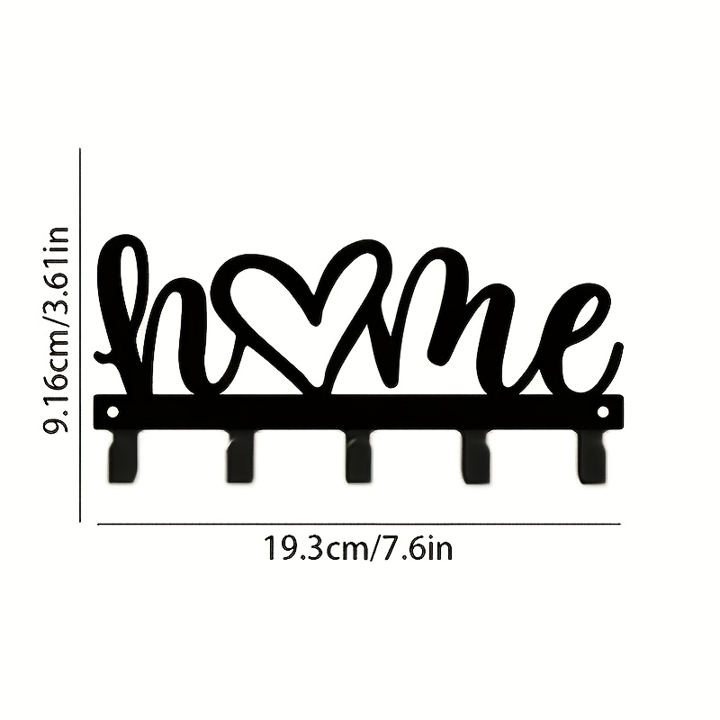 Image of Home Metal Key Holder For Wall Decor - 5 Heavy-duty Hooks, Stylish Heart Accent Key Organizer, Perfect For Entryway, Mudroom & Kitchen, Ideal Housewarming Gift To Keep Keys & Additions Tidy