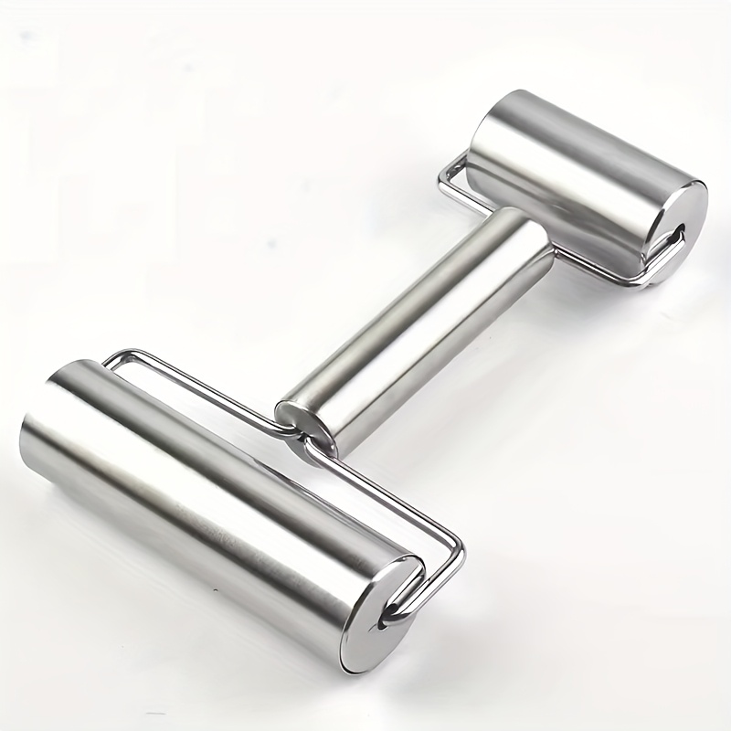 Image of Mamshib Professional Heavy-duty Rolling Pin - Double-headed T-shaped Rolling Pin, Suitable For Pastries, Dough, Dumpling Wrappers, And Pie - Easy To Clean Stainless Steel Construction