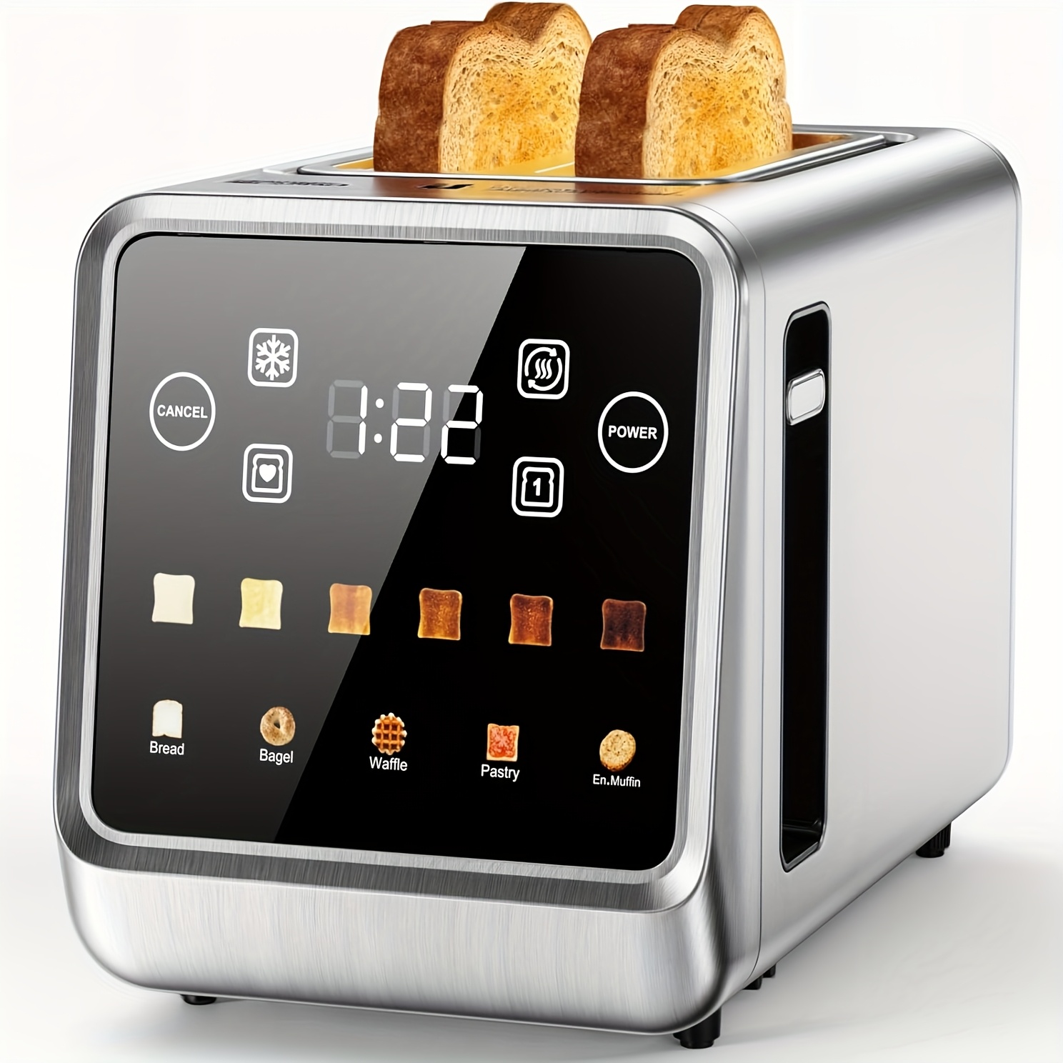 TEMU Touch Screen Toaster 2 , Stainless Steel Smart Digital Toasters With Memory , 5 Bread Types & 6 Shade Settings, 1.5" Toasters 2 Wide Slot, 900w.