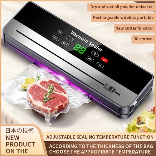 electric vacuum sealer machine kitchen food sealing machine built in cutter dry wet with food vacuum packaging machine