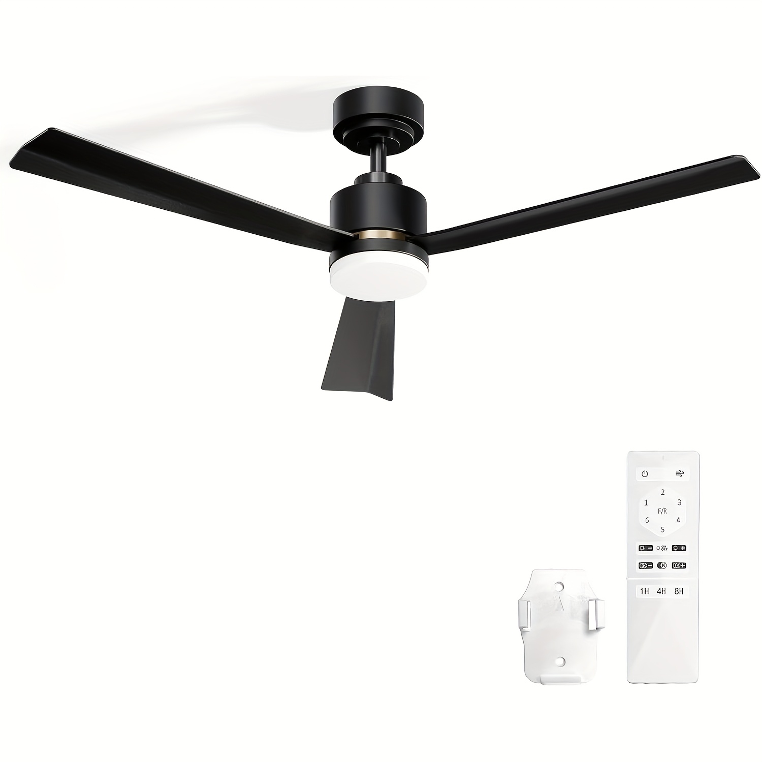 TEMU 60 Inch Ceiling Fans With Lights, Large Indoor Ceiling Fan With Remote Control, Flush Mount, Reversible, Dimmable, Quiet, Black Ceiling Fan For Indoor Outdoor Use, Black