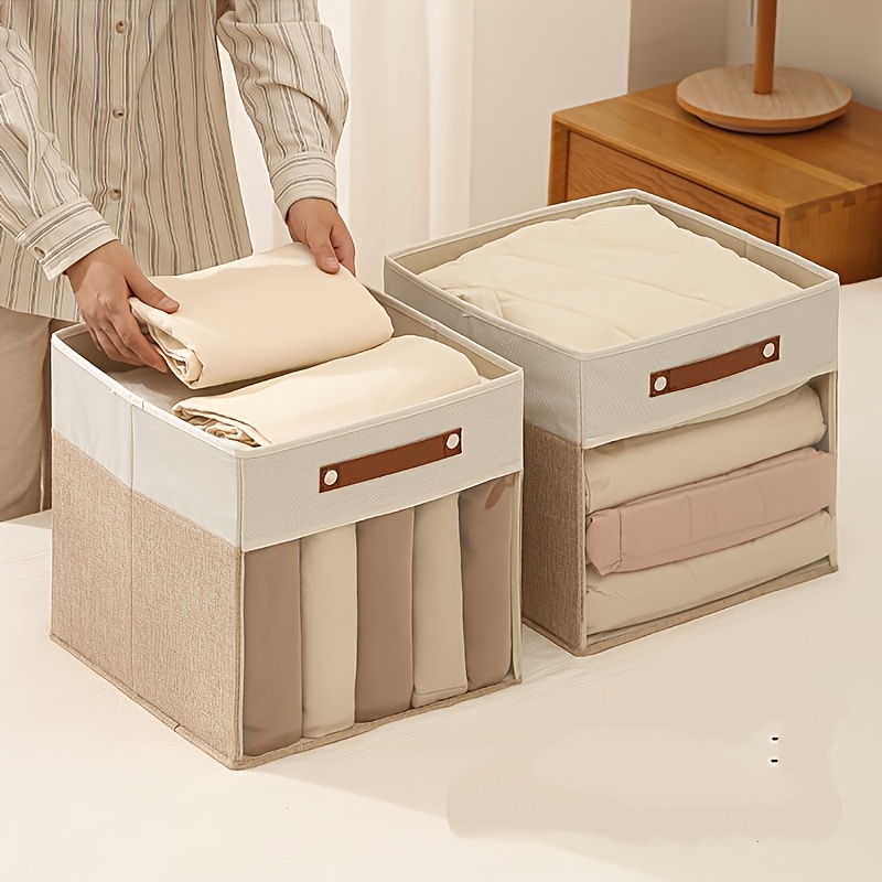 4-Pack Cube Storage Bins with Handles for Clothes Storage