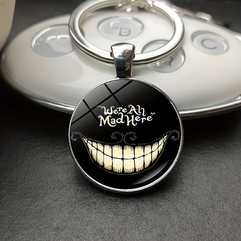 

Steel Keychain 'we' Mad ' Cat Smile - Hip-hop Non-woven Alloy Keyring For