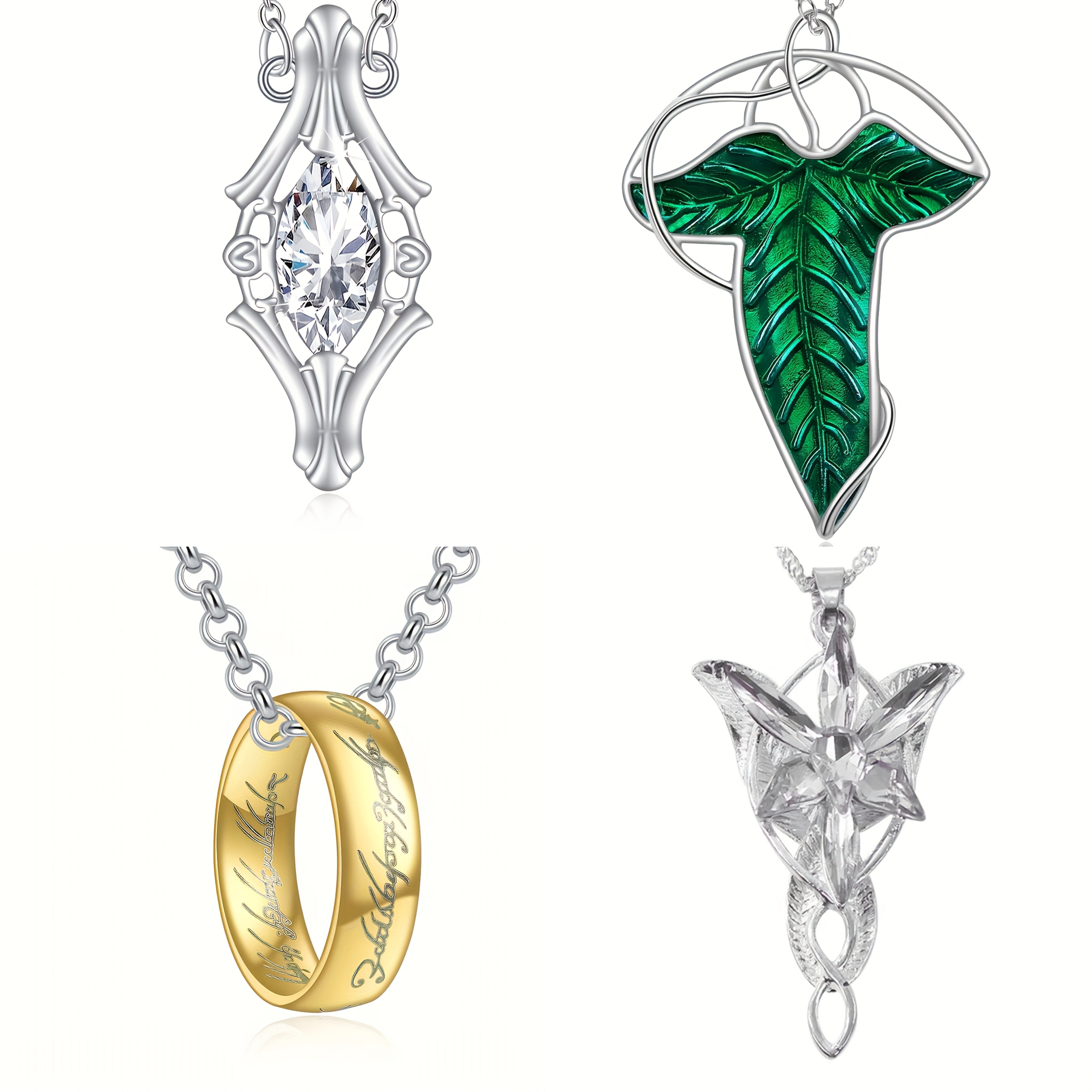 TEMU Geschenkbox-Elf-König-Halsketten-Set, Frauen--Star-Inspirierte-Halskette, Elf-König-Halskette, Gekerbter Power--Pendant-Halskette, Kleine
