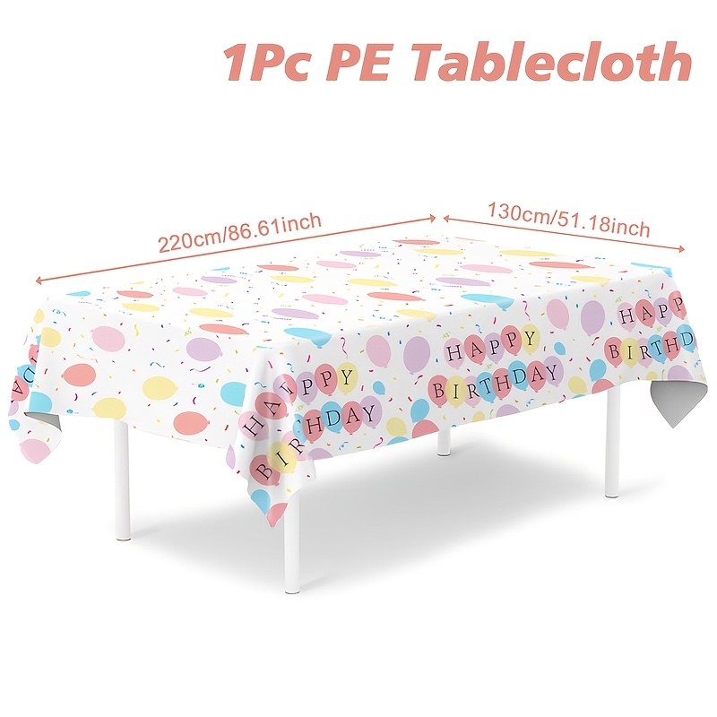 TEMU 1pc, Colorful Dot Birthday Theme Tablecloth, 220 X 130cm, Birthday Theme Disposable Pe Table, Happy Birthday Party Decor, Baby Shower Party