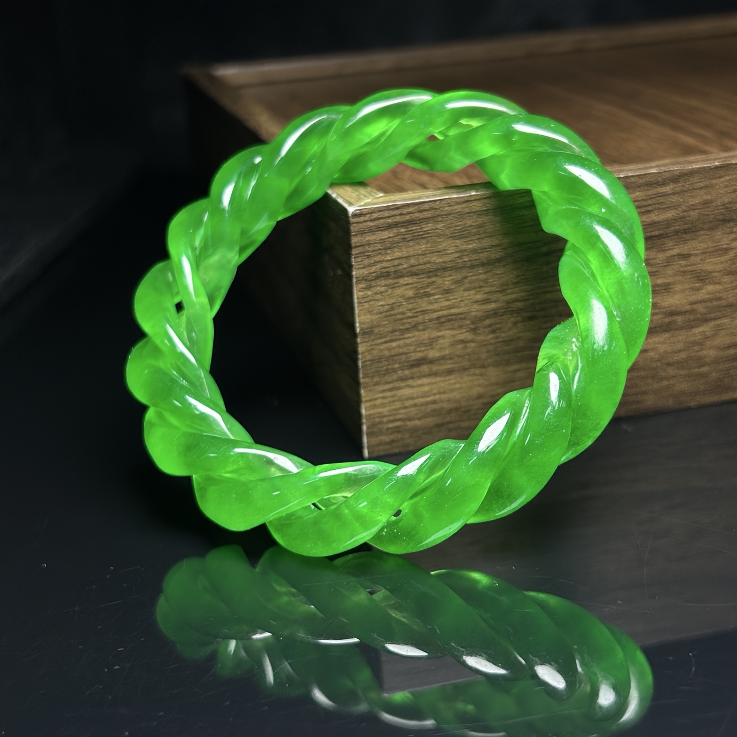 Retro Bright Green Twisted Braid Bracelet, Unisex Accessory