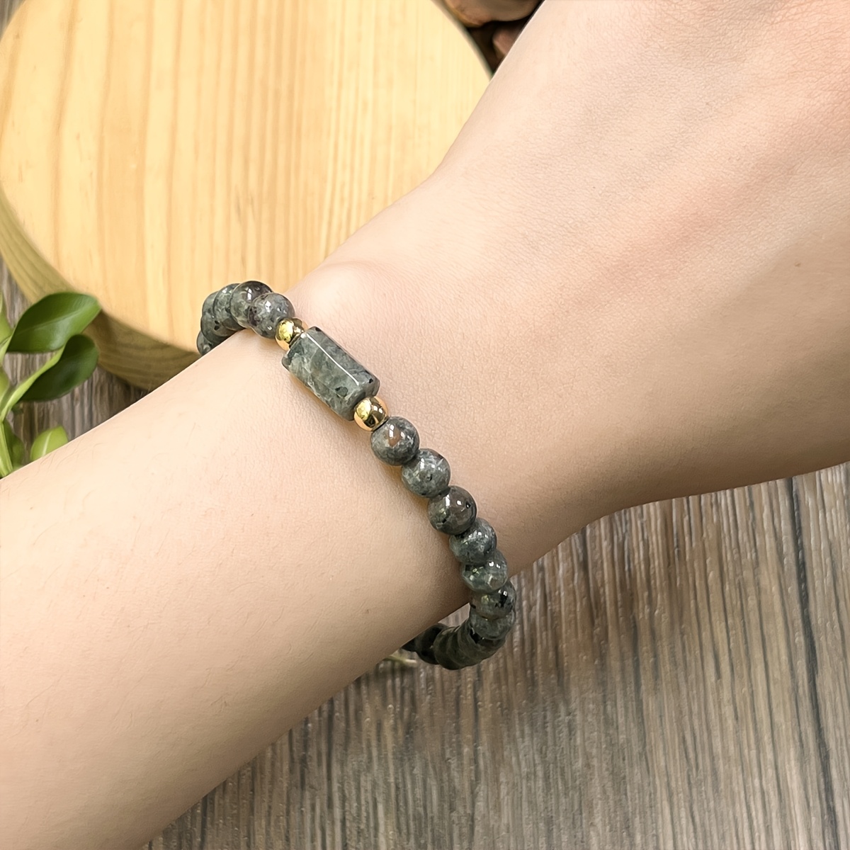 TEMU Bijoux de style bohème rétro avec des perles faites à en Yooperlite naturel de 6 mm et Yooperlite pour négatives et la confiance, accessoire de