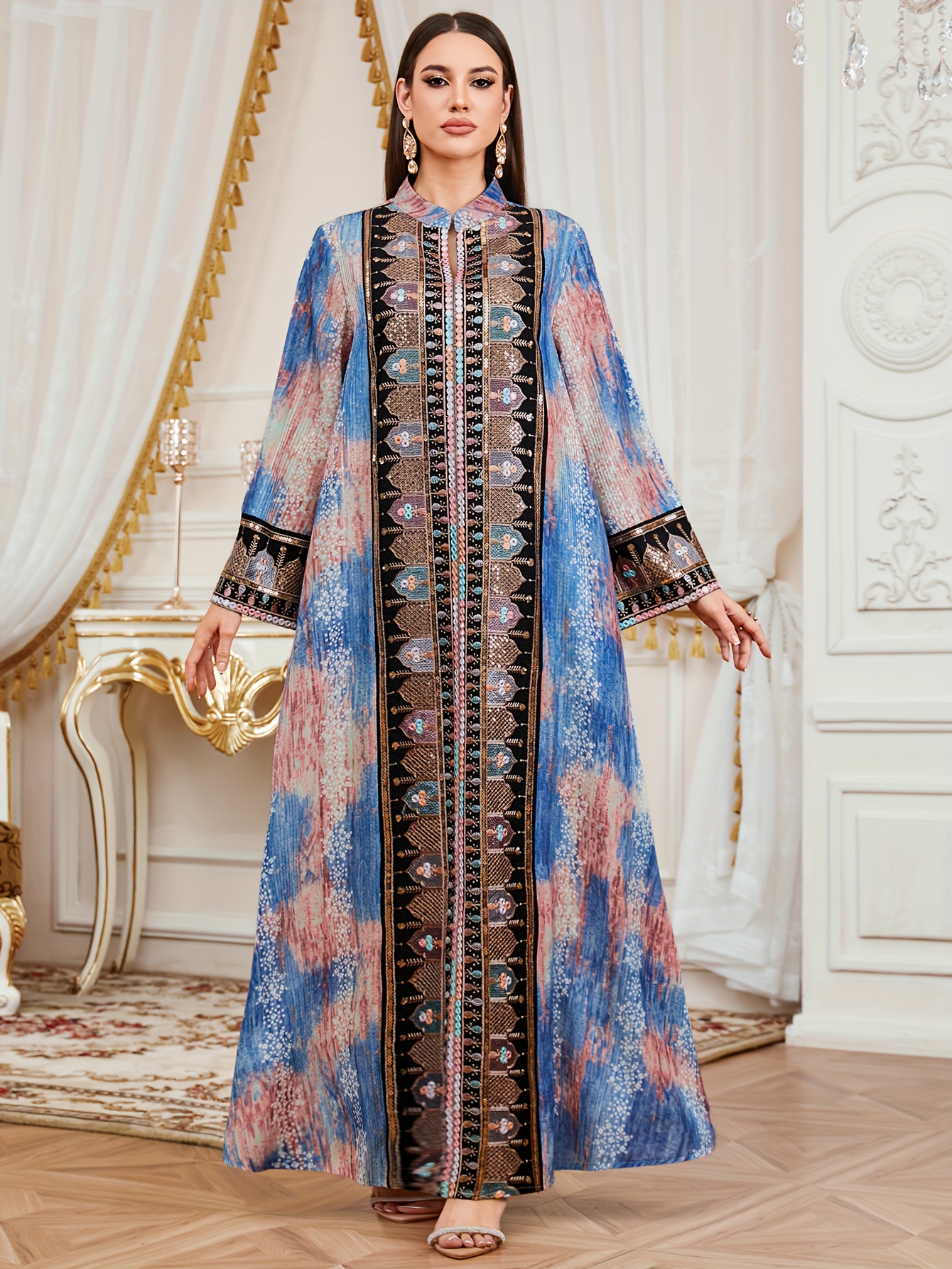 single piece dress for ladies Pink Elegant Floral Print Soft Georgette One-Piece Dress  F