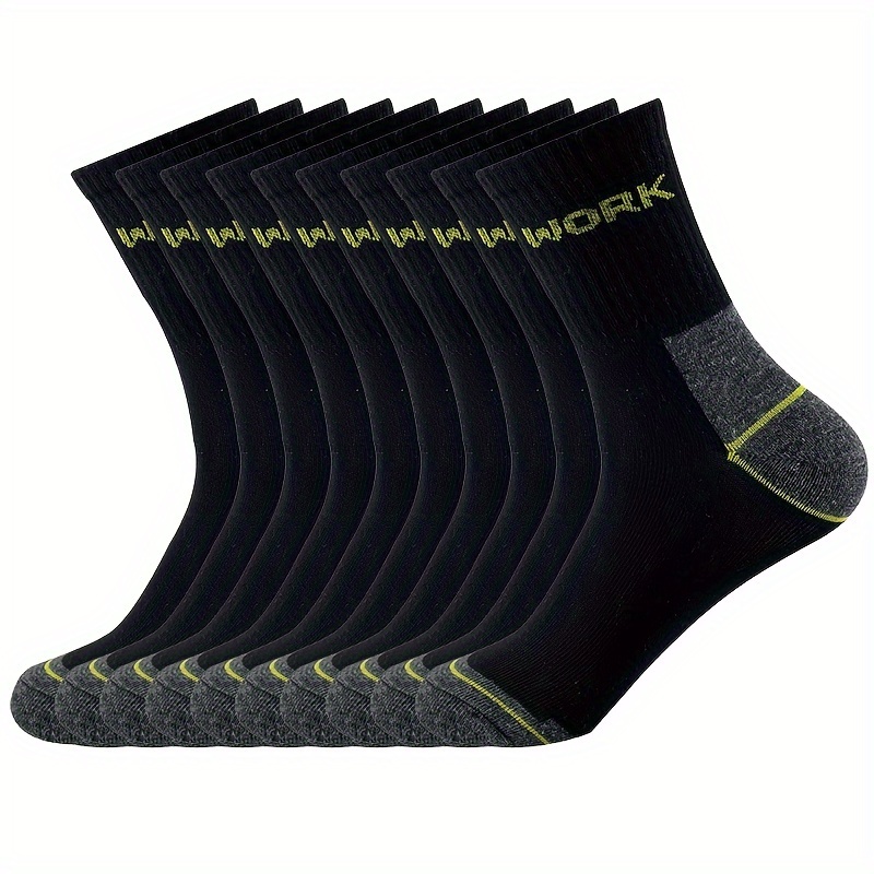 

10-pack Men's Mid-calf Sports Socks, Polyester And Spandex , Hand Wash, Knit Fabric With Alphabet Pattern