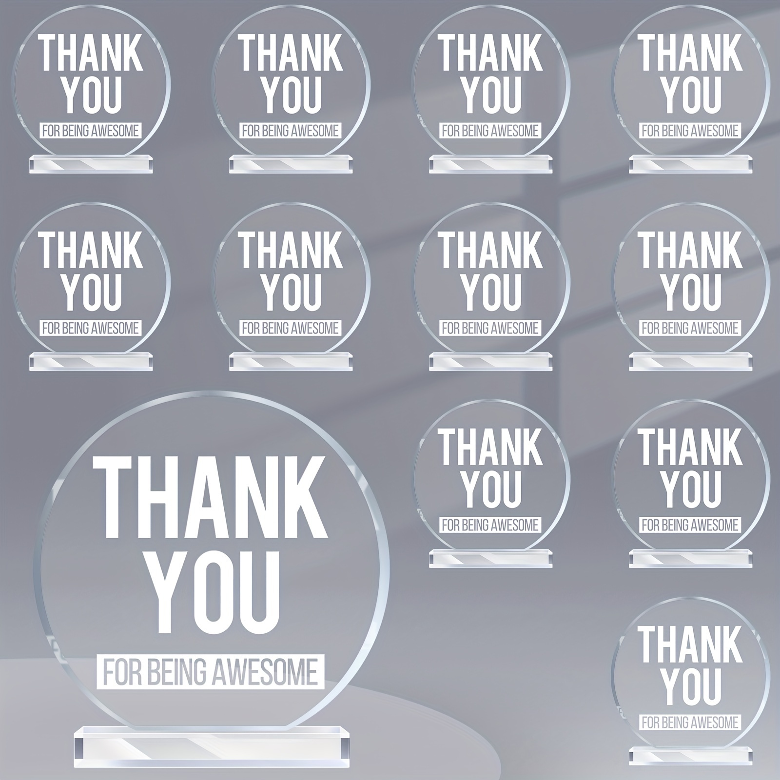 

12 Pcs Appreciation Gifts Thank You Gift Award Thank You For Being Awesome Sign Trophy Acrylic Employee Appreciation Gifts Coworker Gift For Colleague Friend Teacher Volunteer (round)