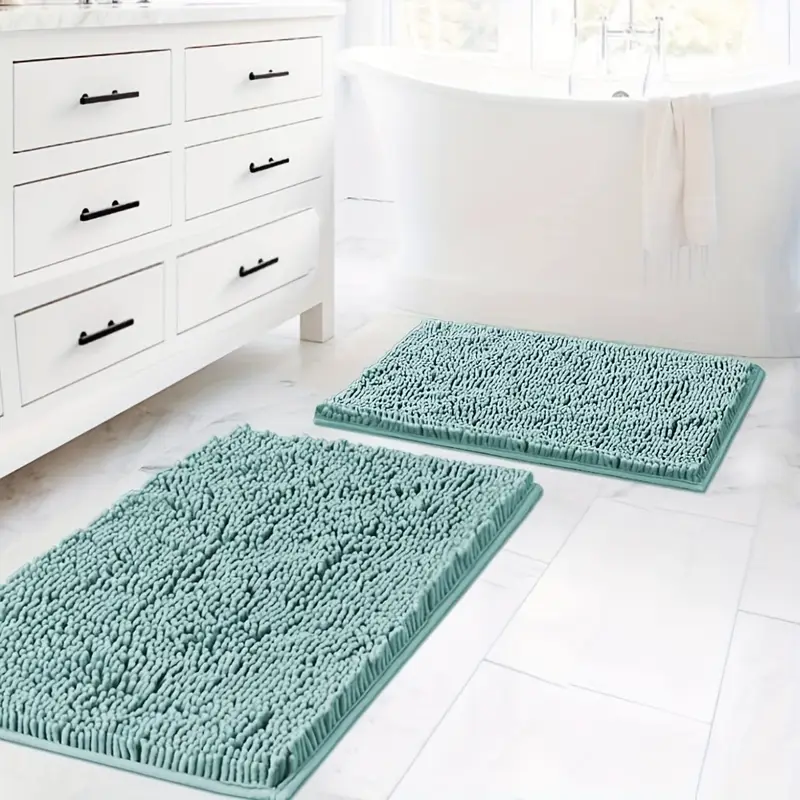 2pcsbath rugs for bathroom slip resistant shag chenille bath rugs mat and absorbent bath rug for shower room machine washable fast dry 20 x 32 plus 17 x 24 Product details 9