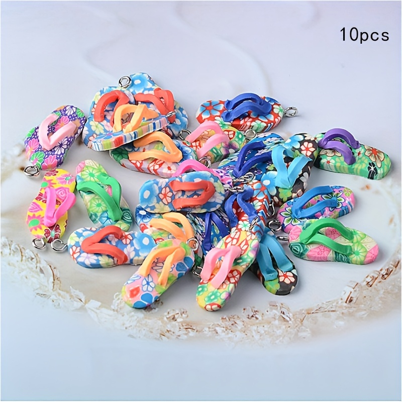 E-shop Ein Pack mit 10 Niedlichen Dreidimensionalen Realistischen Polymer-Ton Pantoffelförmigen Anhängern für DIY Handgemachte Armbänder, Ohrringe,