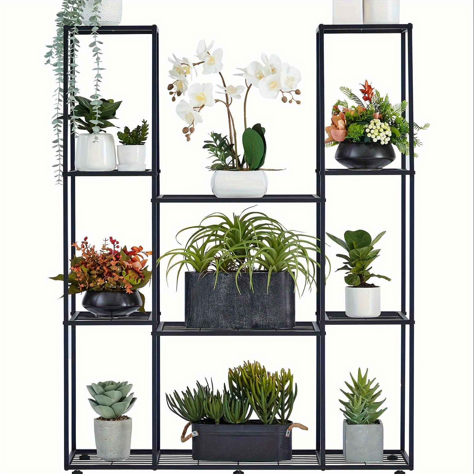 

Multi-tier Metal Flower Stand, , 11 Pots, Plant Stand, Indoor And Outdoor, Waterproof Flower Shelf, Plant Shelf, Multi-tier Flower Stairs For Garden, Balcony, Yard, Living Room, Black