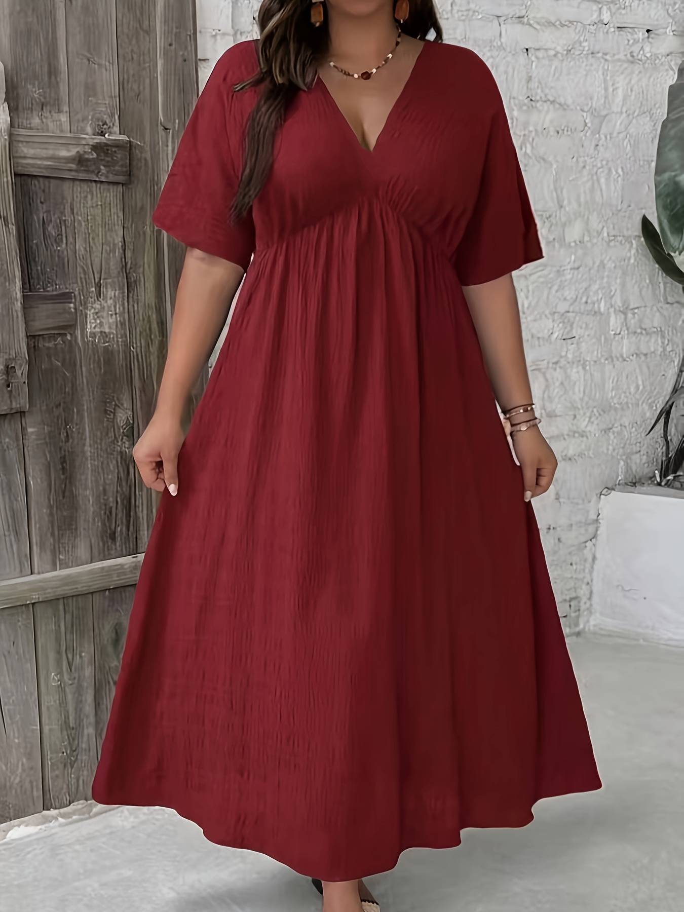 sachin and babi light blue dress BerryGo Women's Fall Plus Size Long Sleeve Velvet Midi Dress Casual Holiday  Velour Crew Neck A Line Tiered Dresses for Wedding Guest with Pocket  Burgundy 3X-Large, Burgundy, 3XL Plus price in Saudi main image 1