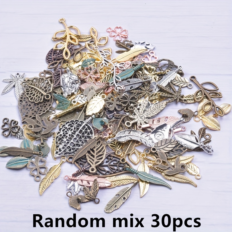 Image of Vintage Alloy Plant Leaf Random /50/100pcs Charms For Jewelry Making Supplies Handmade Necklace Bracelets Earrings Anklets Ethnic Style Hollow Out Metal Pendant Findings Accessories