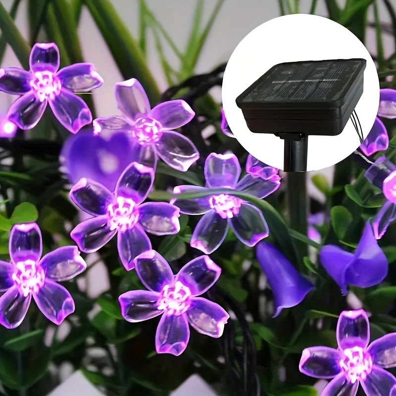 

Teenage Girl Solar-powered Purple Cherry Blossom Lights - 30 Led, 21ft String For Outdoor, Halloween & Garden Decor