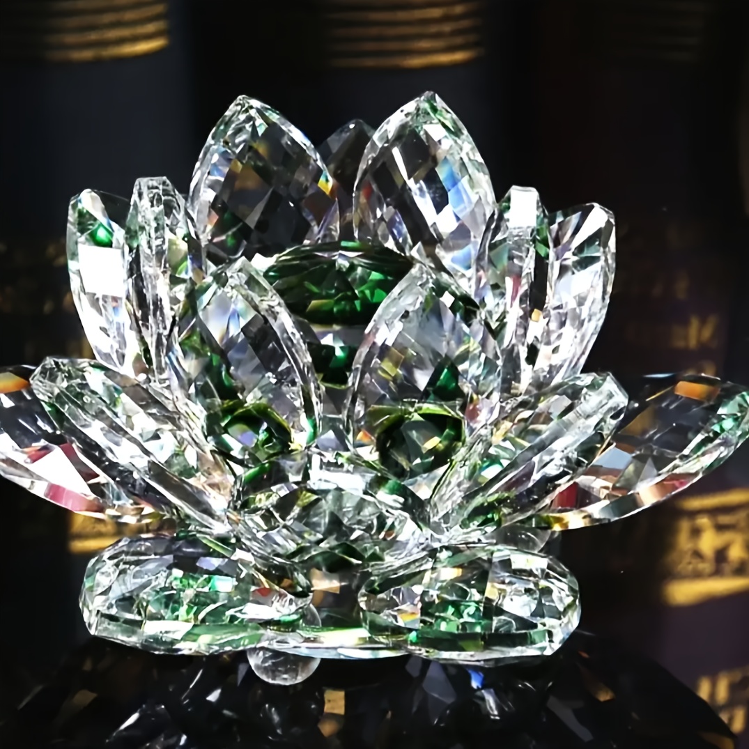 E-shop 1 handgefertigter Kristall als Lotus-Ornament für Schreibtisch-/Schrankdekoration