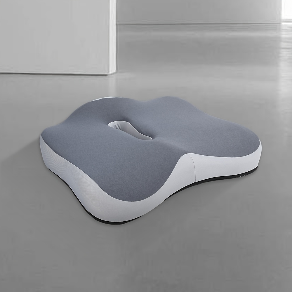 TEMU 1pc Ergonomic Memory Foam Seat Cushion With Center Design - Pressure Relief And Posture Support, Soft Polyester Cover For Office, Home, Car,
