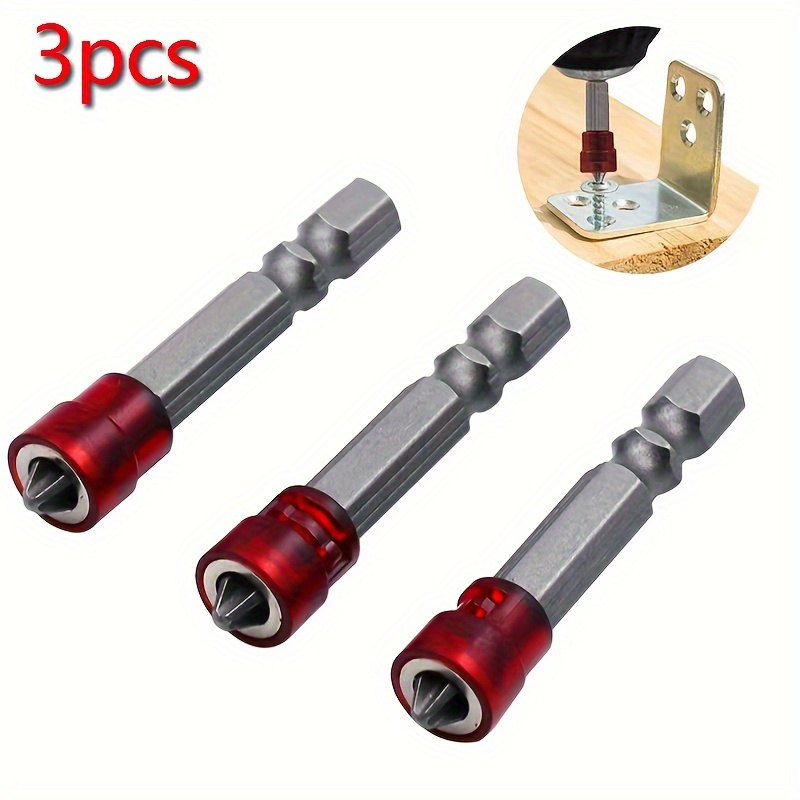 1/3pcs Magnetic Screwdriver Bits Set, Ph2 Phillips Head, 1/4 Inch Hex Shank, Metal Alloy Steel, Screw Holder Ring, For Electric Screwdriver Kit, Home Tools (1.89in Length)