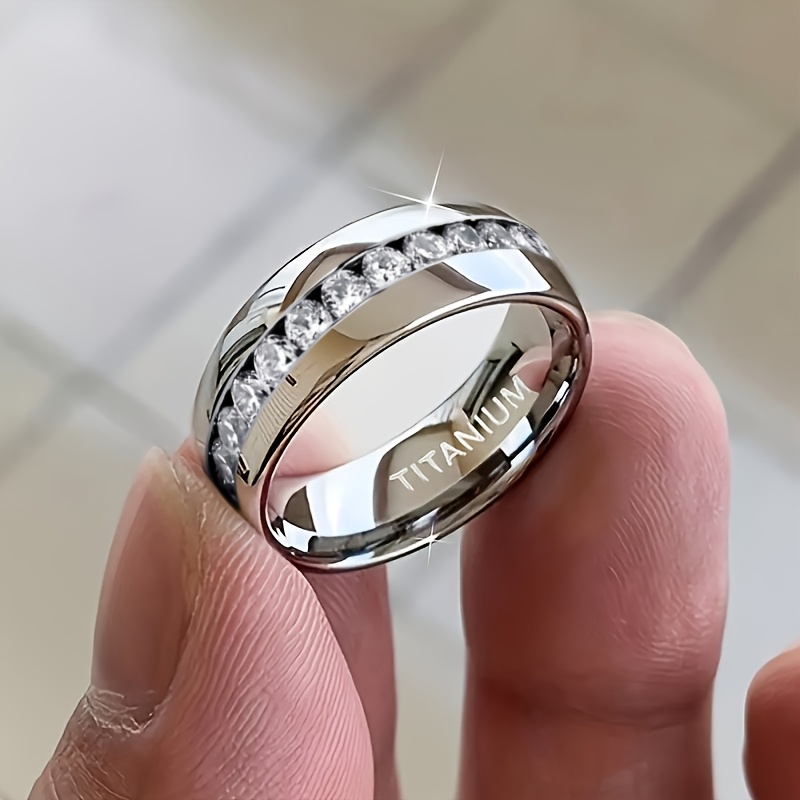 E-shop 6 mm breiter Luxus-Ring mit voller Reihe synthetischer Zirkonia, Unisex-Hochzeits- Verlobungsschmuck, Schmuckgeschenk für Weihnachten