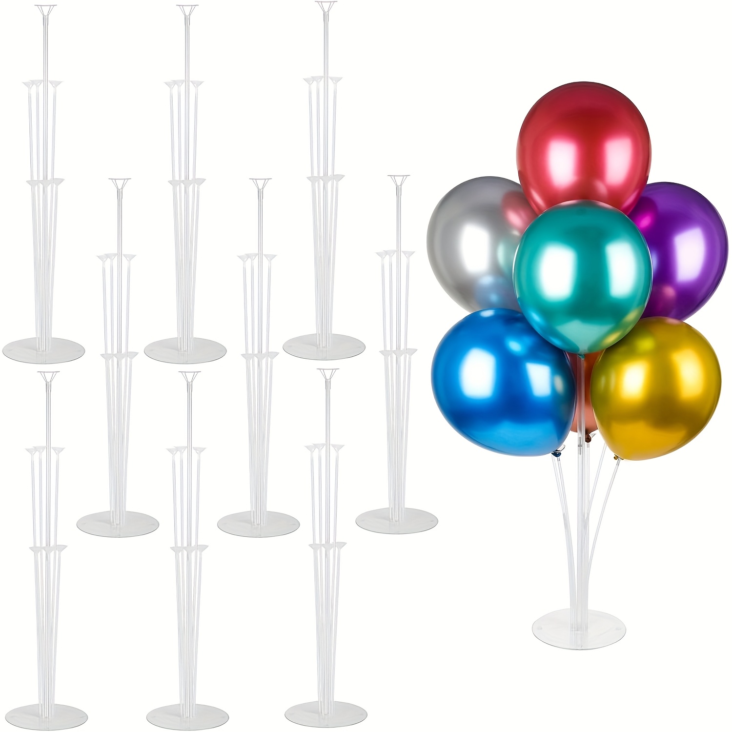 TEMU 9 Sets Balloons Stand Kits, Balloon Sticks Holder With Base For Table Graduation Birthday Baby Shower Gender Reveal Party Decorations,
