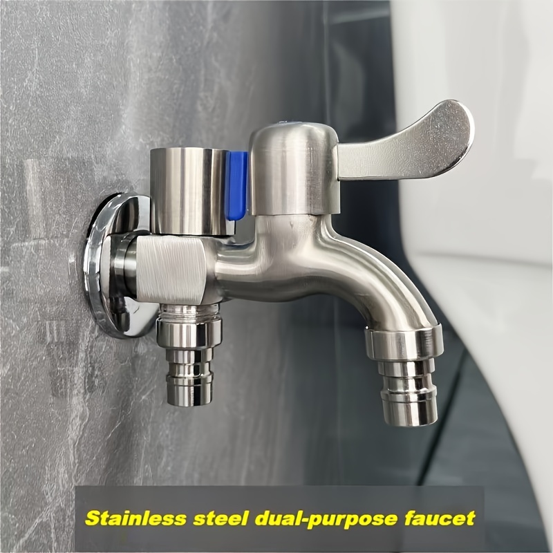 

Stainless Steel Dual-function Faucet For Washing Machines - 1-in-2-out, G1/2 Interface, Manual Operation