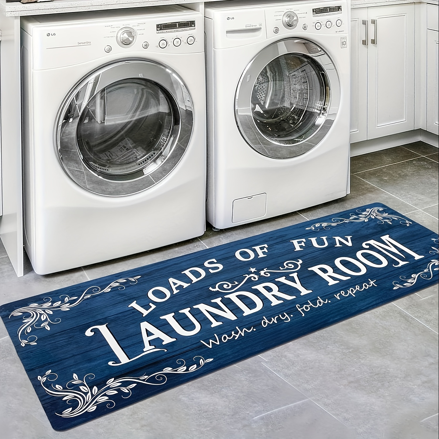 TEMU 1pc Premium Non-slip Kitchen Rug - Durable Polyester Floor Mat For Kitchen, Easy Clean Washable Hallway, Bathroom Rug, Kitchen Additions - Home