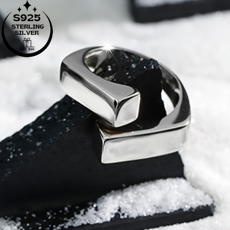 925 Silver Interlocking Square Women's Ring Adjustable