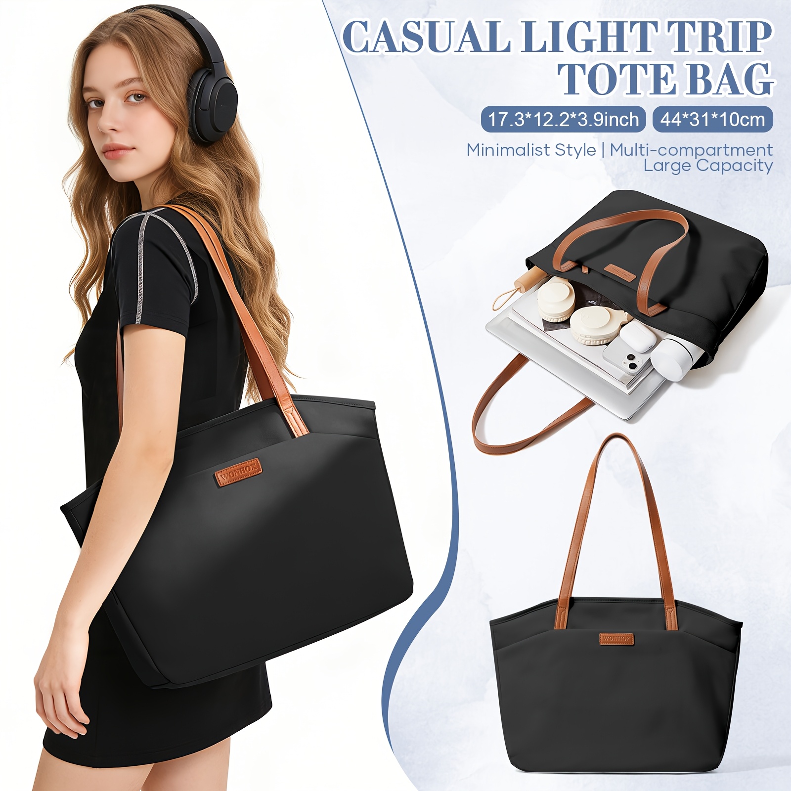 TEMU Handmade Large Capacity Nylon Tote Bag Suitable For Yoga, Travel & - Machine Washable Crossbody Shoulder Bag With Spacious Interior, Unisex