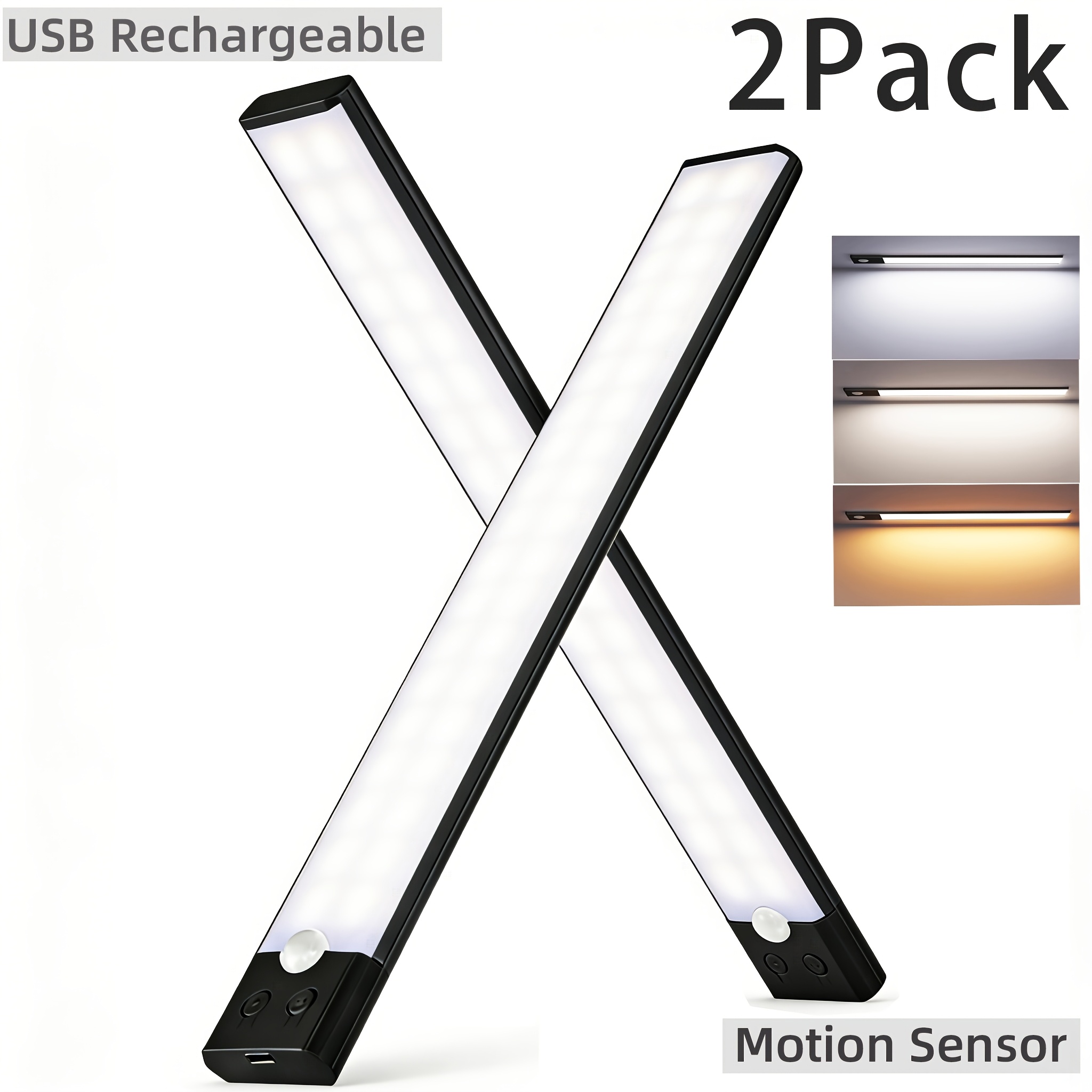 2pcs Ultra-Thin LED Light with Motion Sensor & Steady On Mode