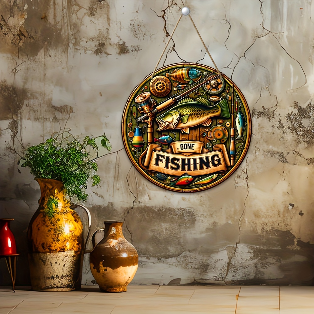 1pc, Fishing Enthusiasts Welcome Sign, Fishing Round Wooden Sign, Living  Room Decor Aesthetic, Rustic Home Decor, Office Decor, Bedroom Decor, Wall  Ar
