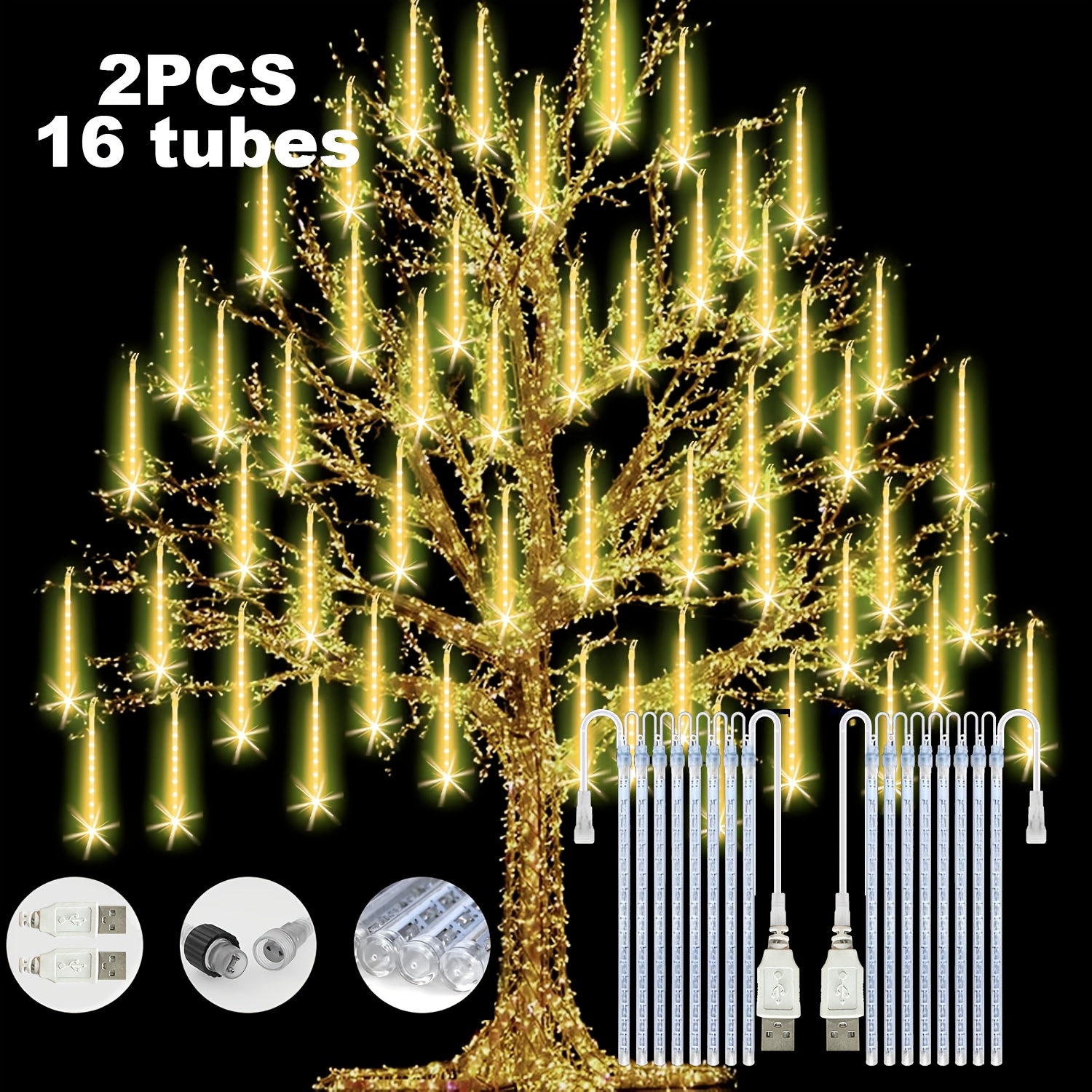 8/16 rör/192/384 led usb meteorregn ljussystem – - Temu Sweden