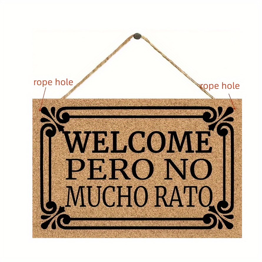 

1pc Vintage Wooden Welcome Sign "welcome Pero No Rato" - Decorative Plaque For Home, Restaurant, Bar, Cafe, Garage Wall Decor - Ideal For Porch And Entryway Warning - Wood Material